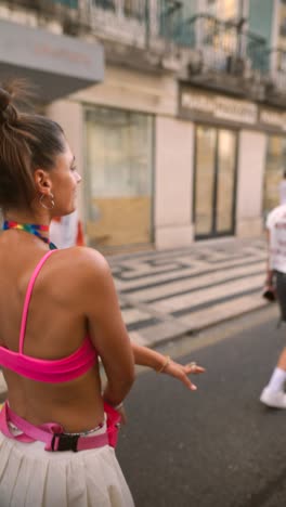 woman at a pride parade