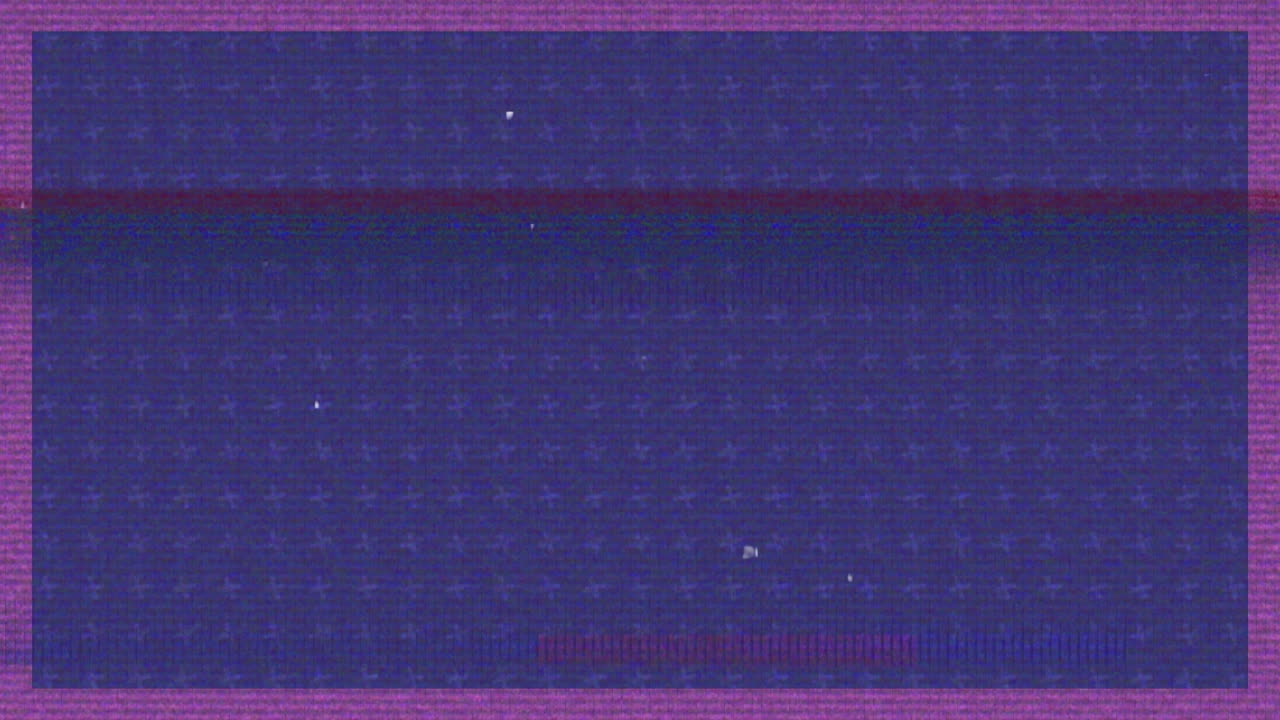 Animation af glitch-forstyrrelse over lyserød og sort baggrund