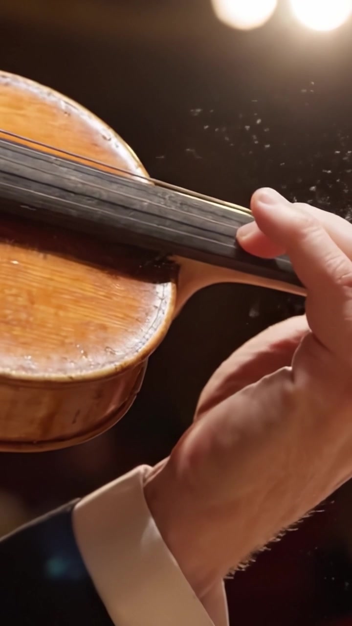 An Intimate Glimpse into the Art of Violin Playing: Capturing the Perfect Moment of Hand Position and Violin Craftsmanship in a Musical Performance