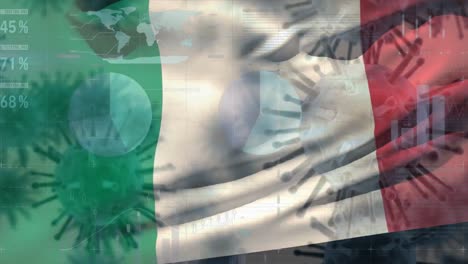 Macro-corona-virus-spreading-with-Italian-flag-billowing-in-the-background