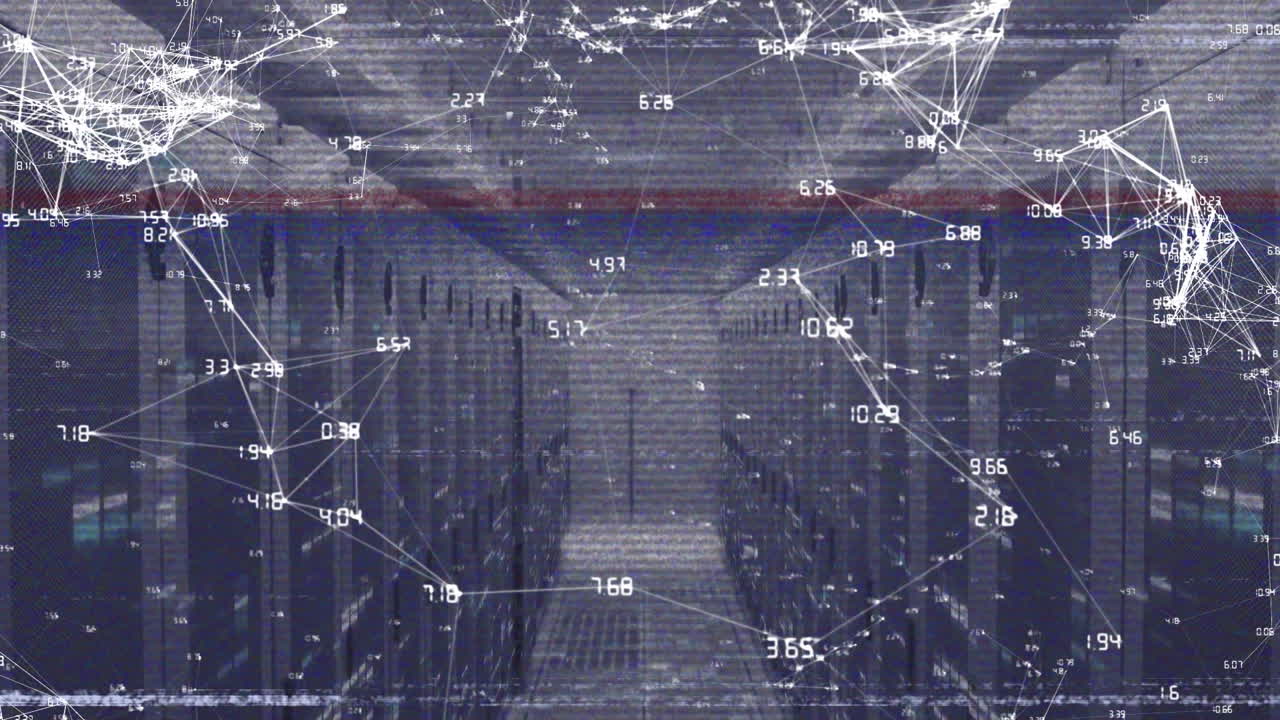 animación de conexiones con procesamiento de datos a través de servidores informáticos.