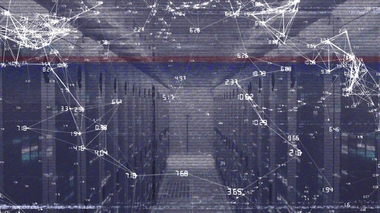 Animation of connections with data processing over computer servers