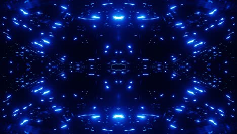 animación en bucle sin costuras de 4k. vuela a través de un túnel simétrico de espejo con patrón de neón, patrón de brillo de ciencia ficción. luz de neón de reflexión brillante. fondo brillante simple, estructura de ciencia ficción