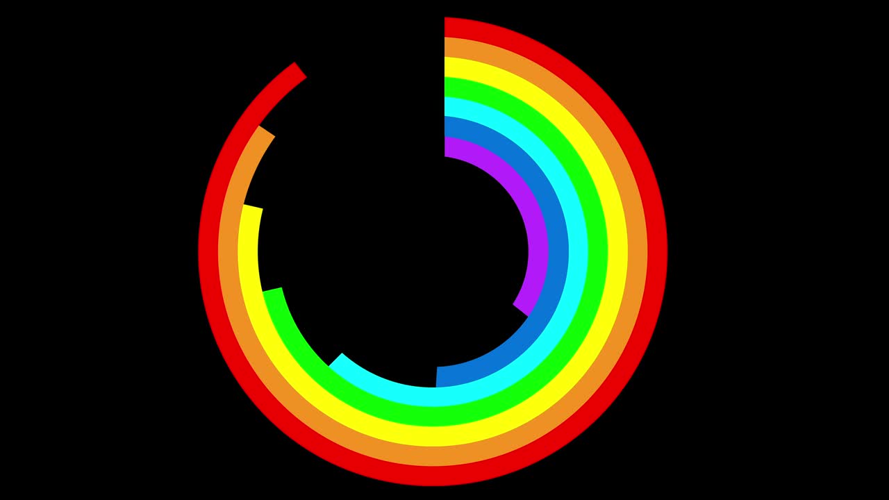animación del marco del círculo del arco iris, aislado en fondos blancos y negros
