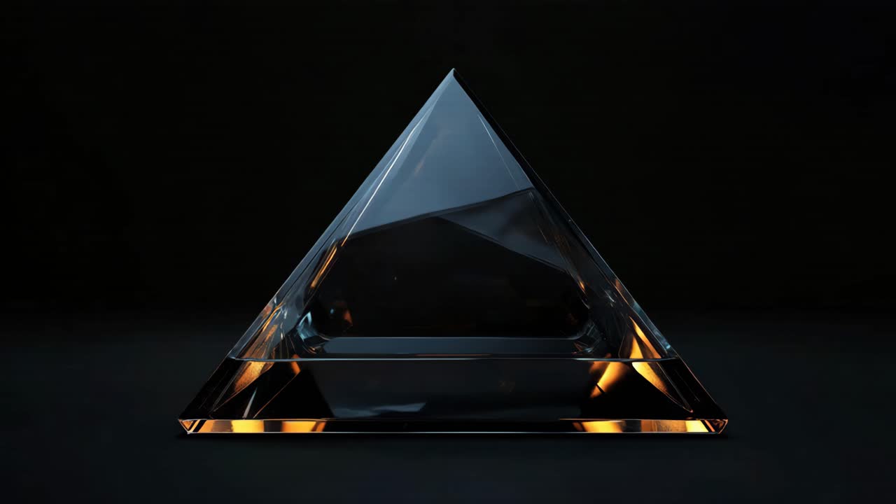 Glass Pyramid on Black Background