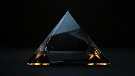glass pyramid on black background