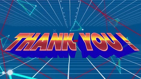 Animation-of-thank-you-in-blue-space-with-lines-and-triangles