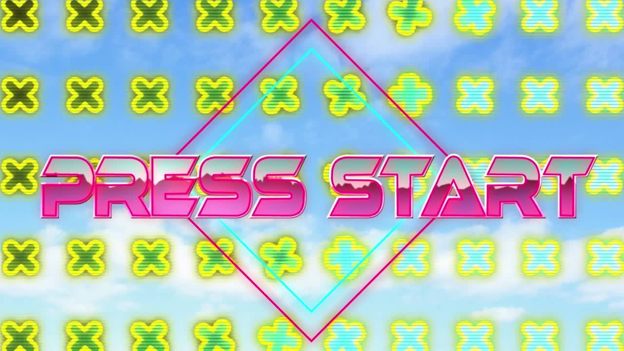 디지털 추상 공간에서 기자 시작의 애니메이션과 코르스