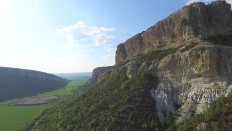 flight over trees in mountains