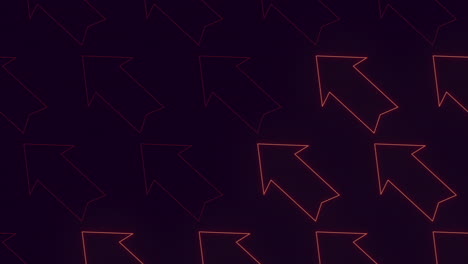 vibrant neon sign with red arrows on reflective dark background