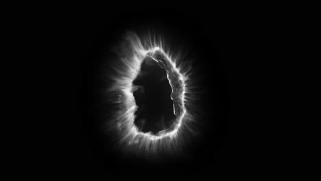 vertical tear of white energy or smoke forms a pulsing portal on a black background, collapses and re-forms. loopable sci-fi or fantasy vfx element