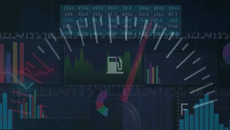 animación del procesamiento de datos sobre el panel del coche