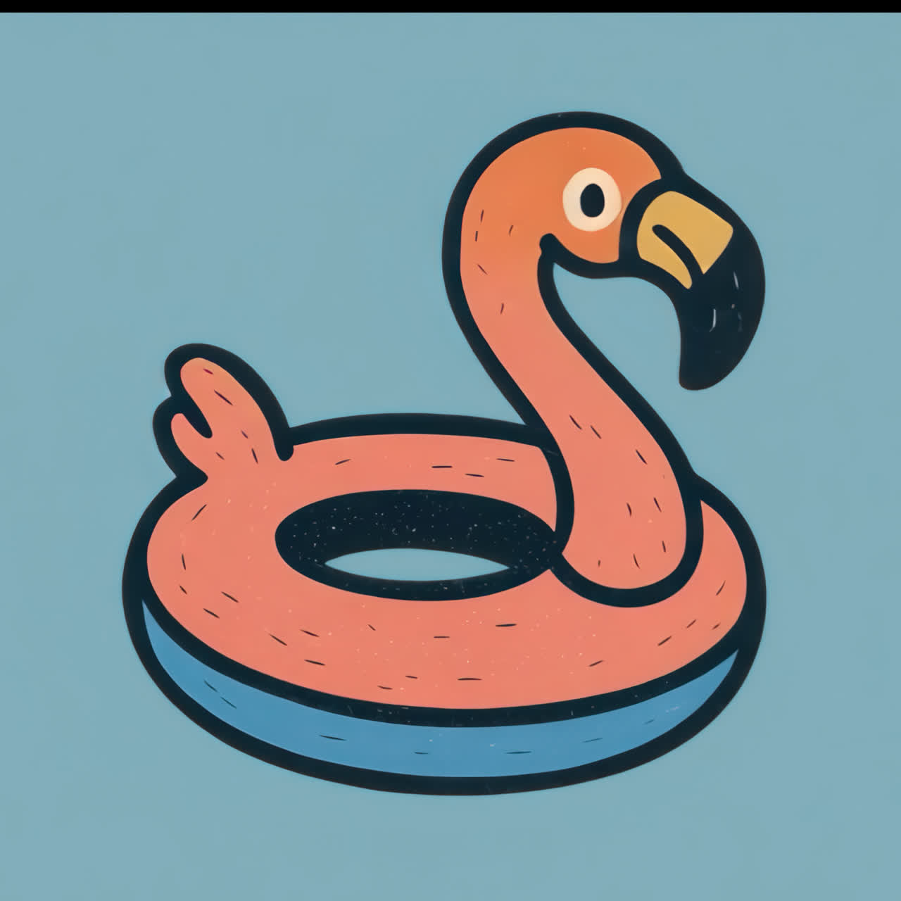 Whimsical flamingo pool float illustration animation isolated asset, transparent 4K video, alpha