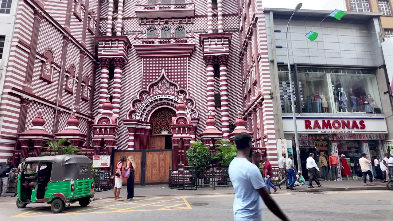 Red and White Mosque in Colombo, Sri Lanka