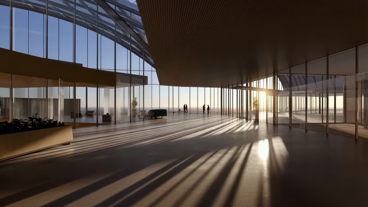 Modern Architectural Interior with Sunlight and Shadows