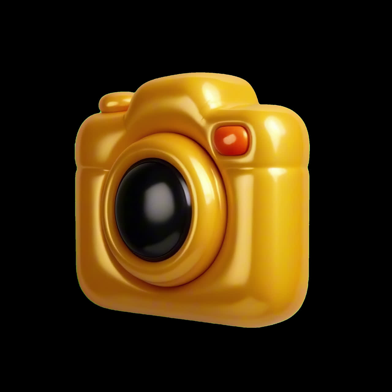 Animación de icono de cámara de juguete vibrante aislada, vídeo 4K transparente, canal alfa, ProRes 4444