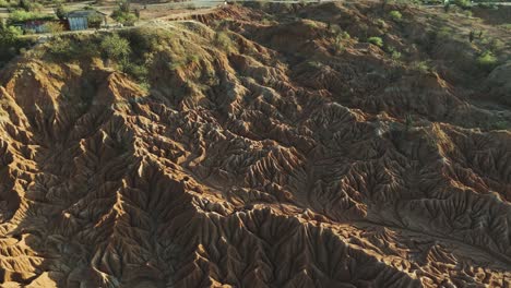 eroded desert landscape ridges and hills of tatacoa, columbia, aerial