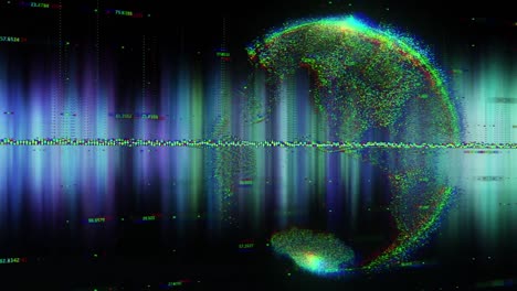 Animation-of-graphs,-globe-and-northern-lights