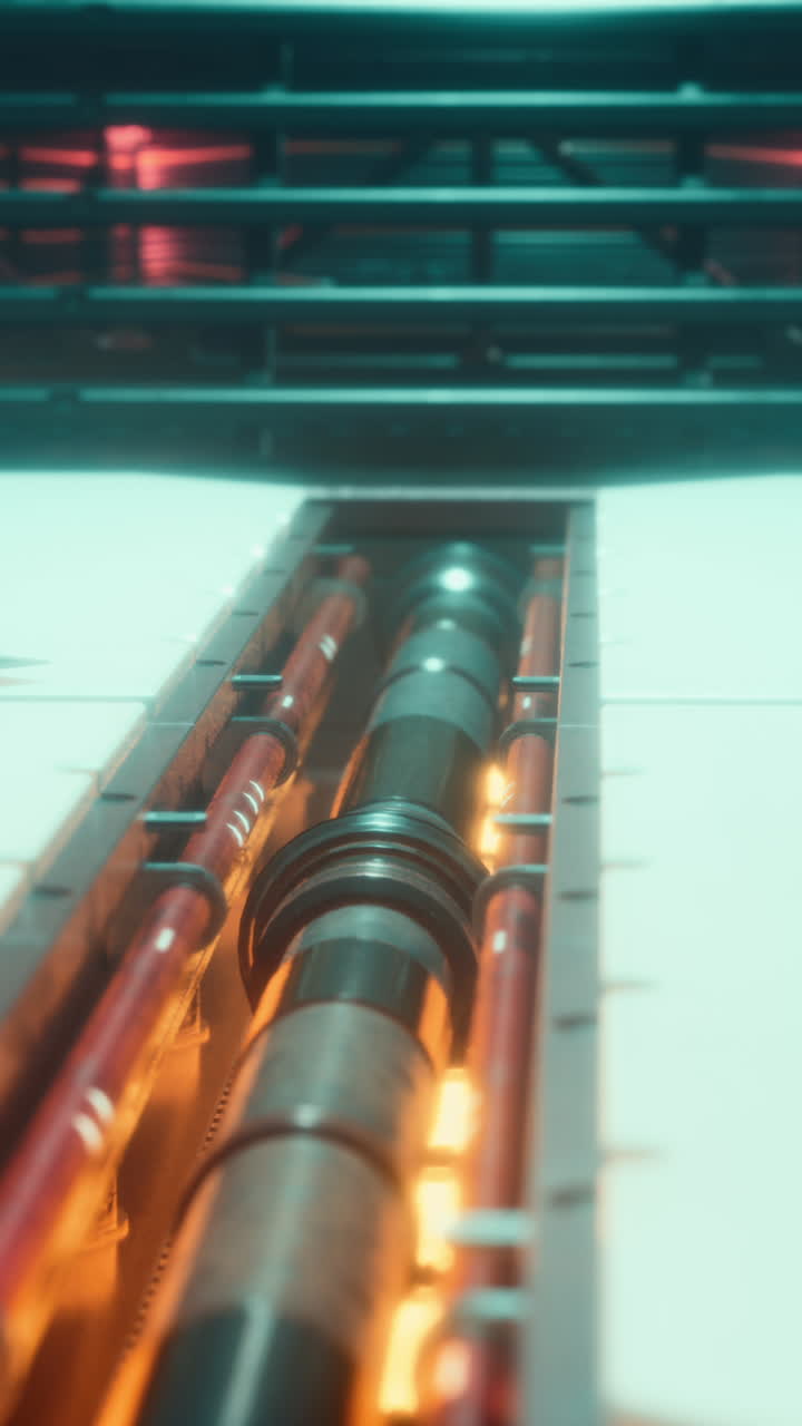 túnel industrial futurista con tuberías brillantes