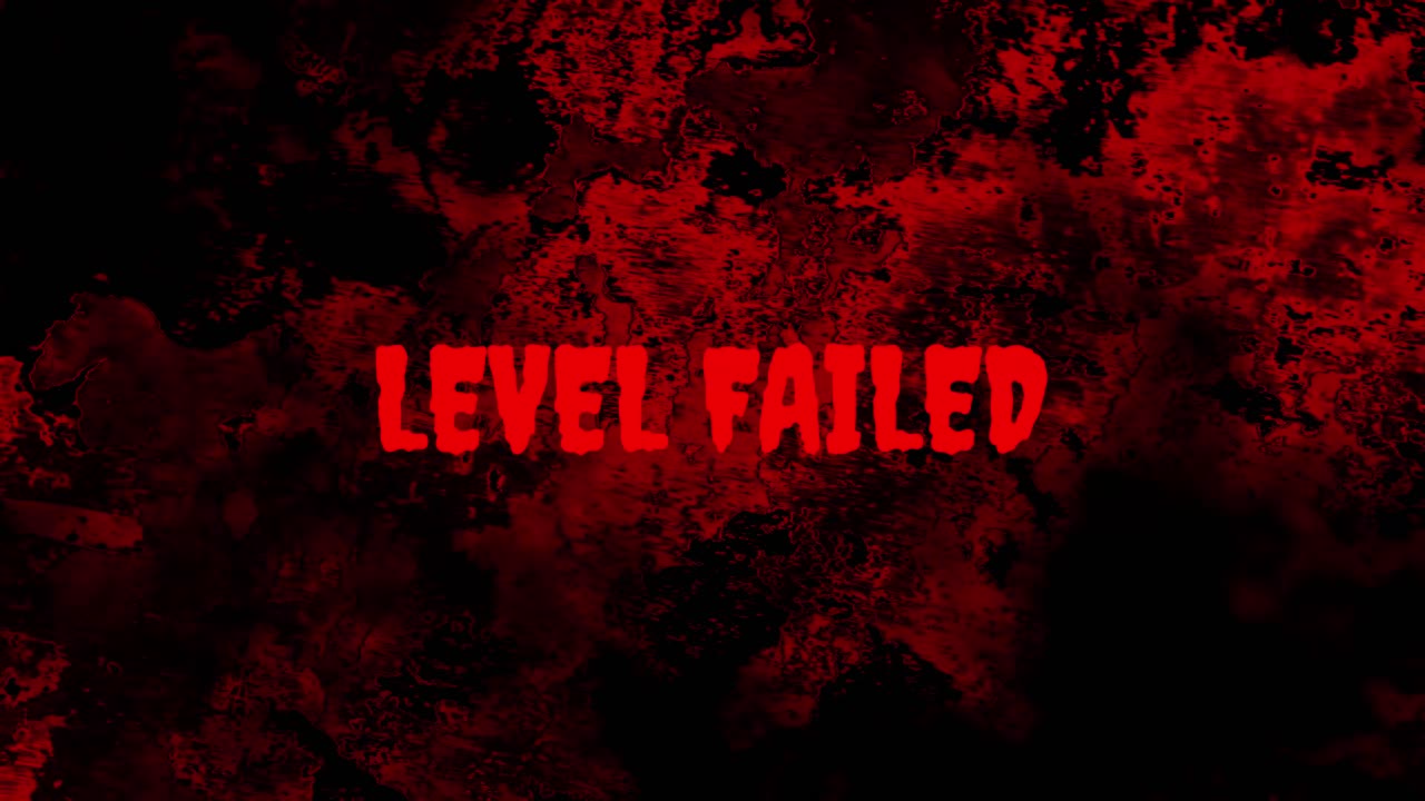 Red Level Failed Text Flickering on Dark Grunge Background