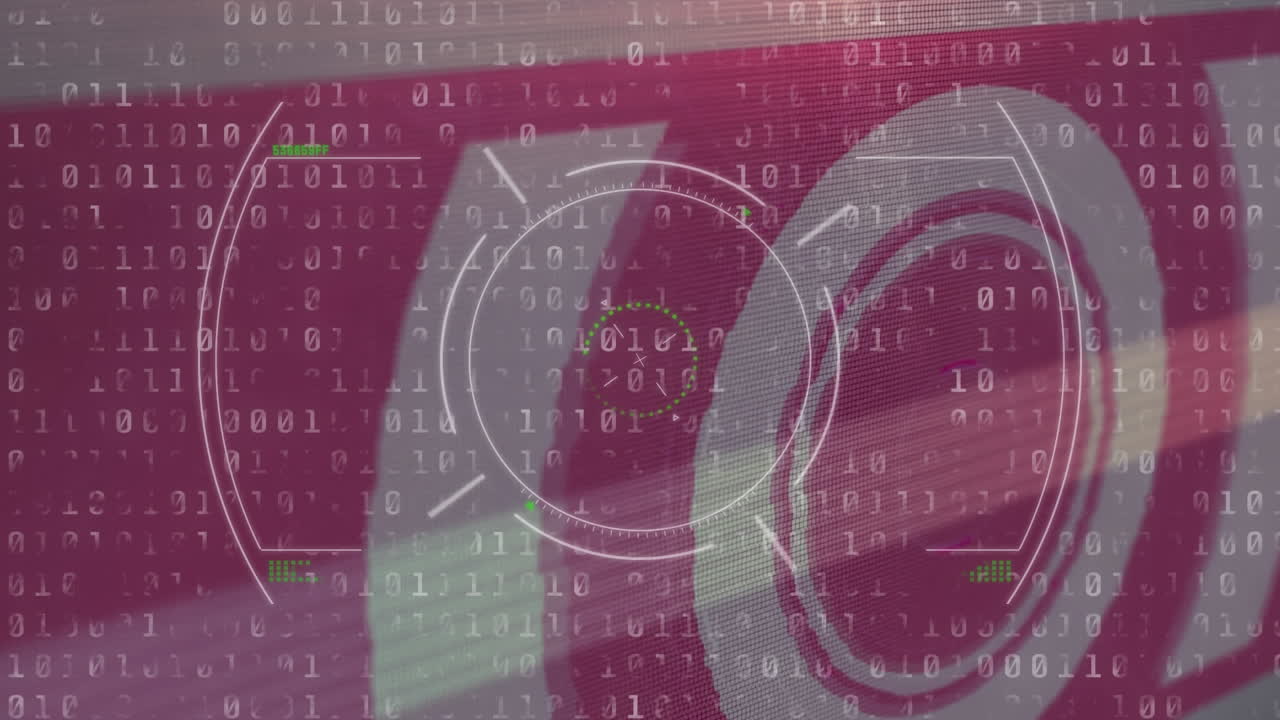 animación del escaneo del alcance con glitch y codificación binaria