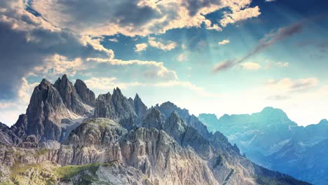 mountain landscape time-lapse - the dolomites in south tyrol, italy - rocky and rugged mountain ridges