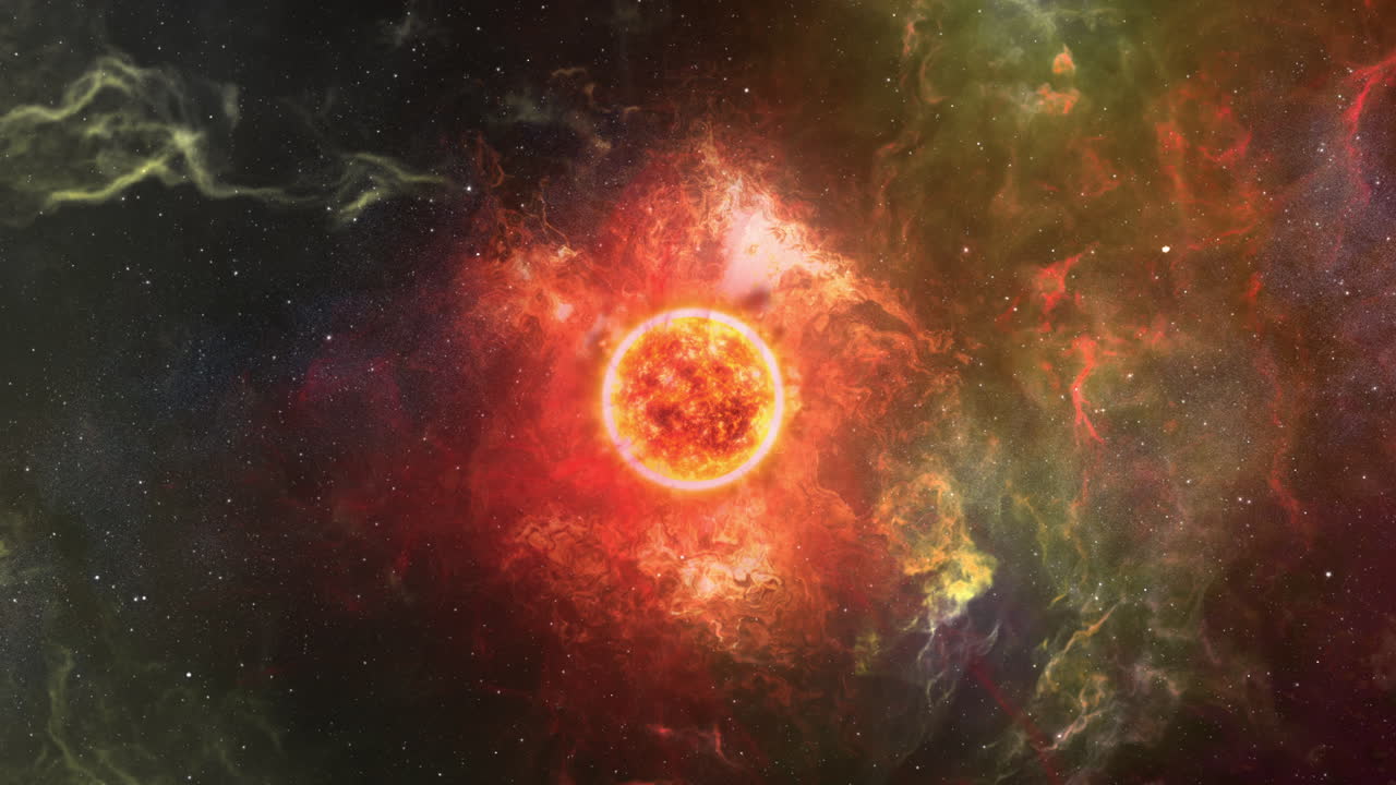 una explosión de fuego en el espacio