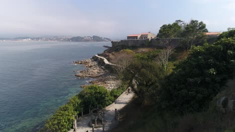 spanish coastline city of baiona aerial view