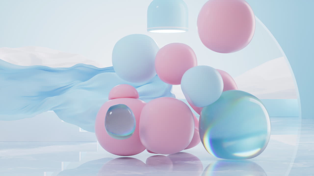 부드러운 공, 창의적인 기하학적 배경, 3d 렌더링