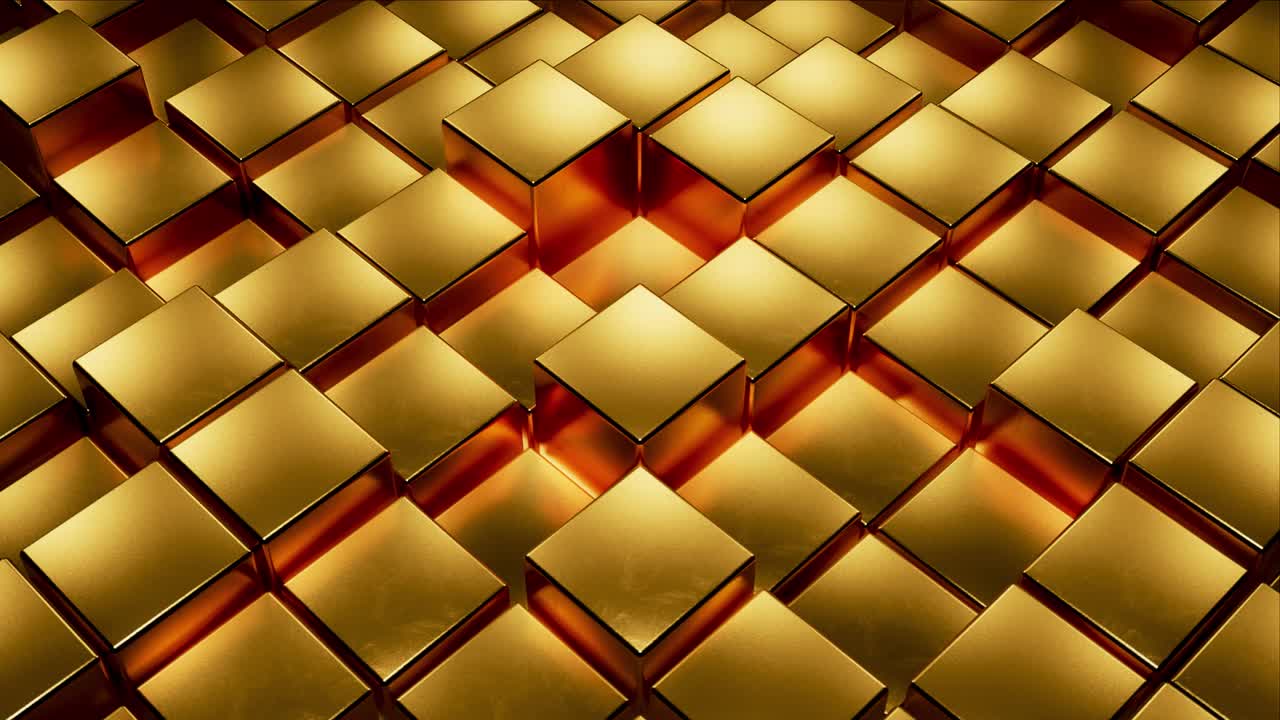 여러 개의 황금 큐브를 회전시켜 위아래로 이동합니다.