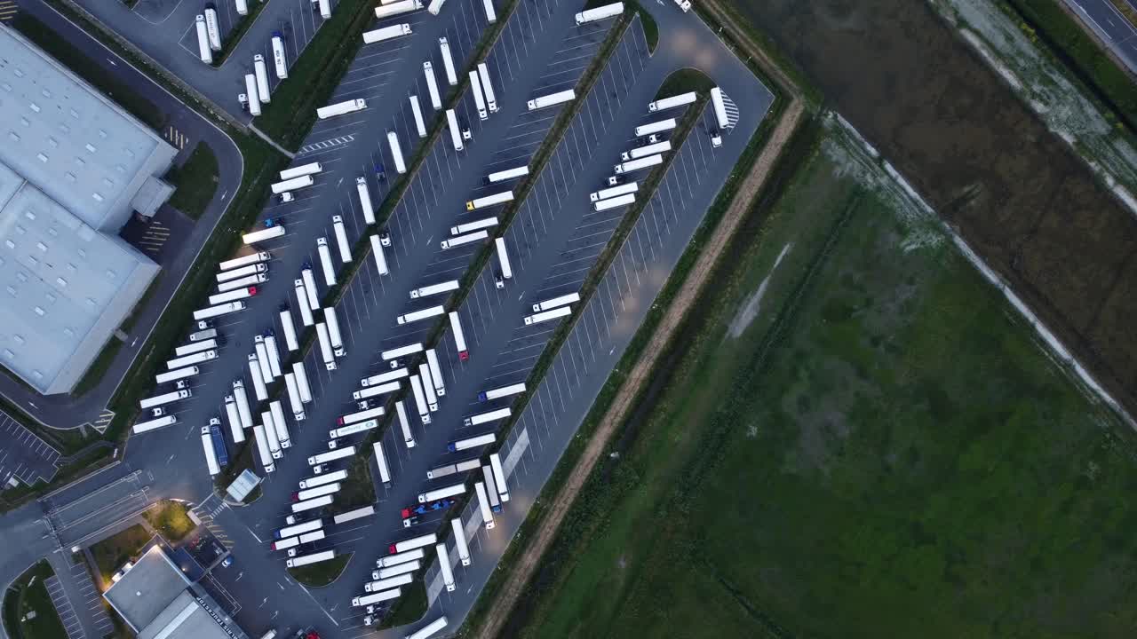 Aerial View of a Truck Parking Lot