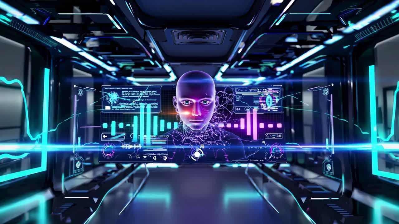 Futuristic AI Interface in a Spaceship