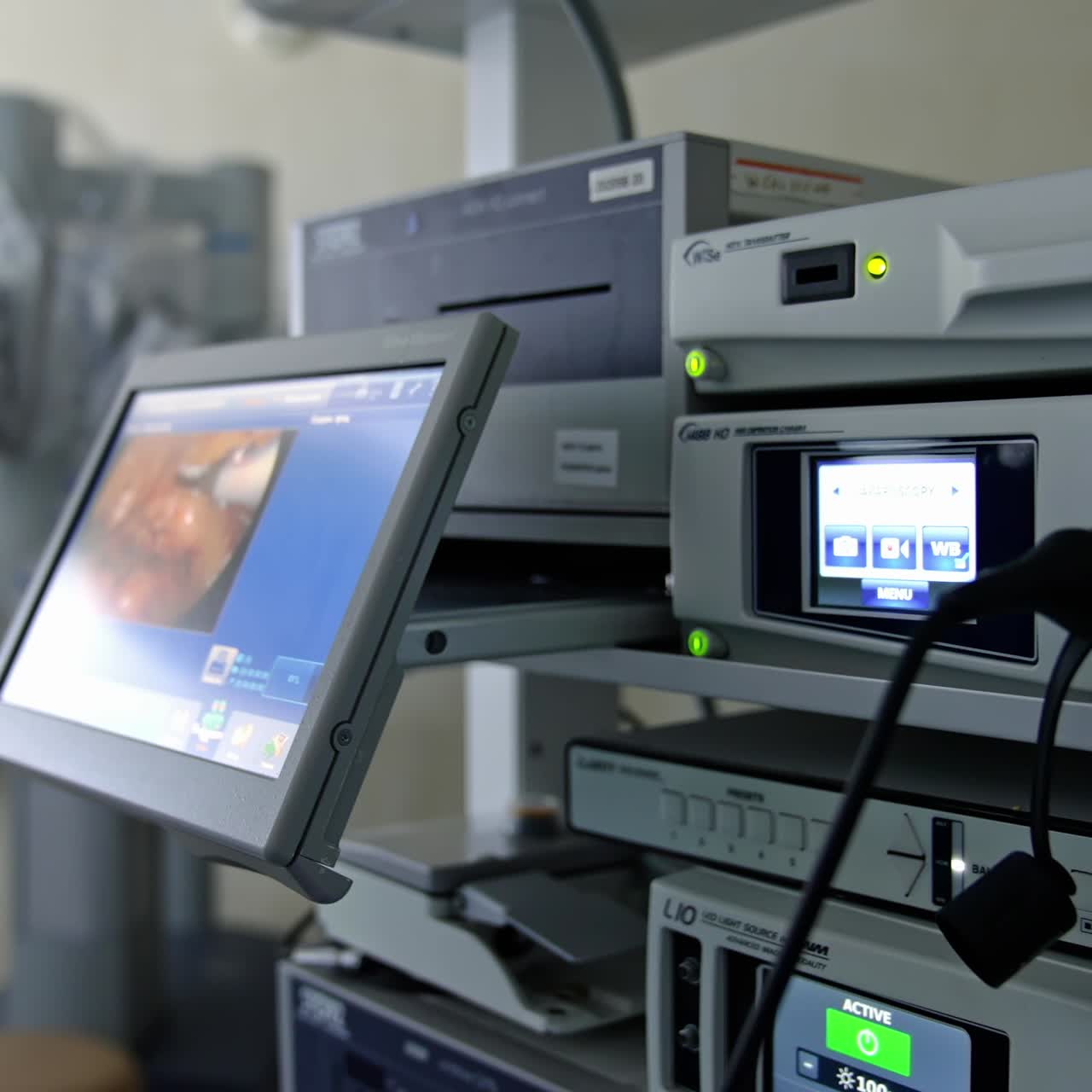 Surgical treatment of coloproctological diseases. Surgeon perform laparoscopic cholecystectomy in gall stone patient with abdominal pain