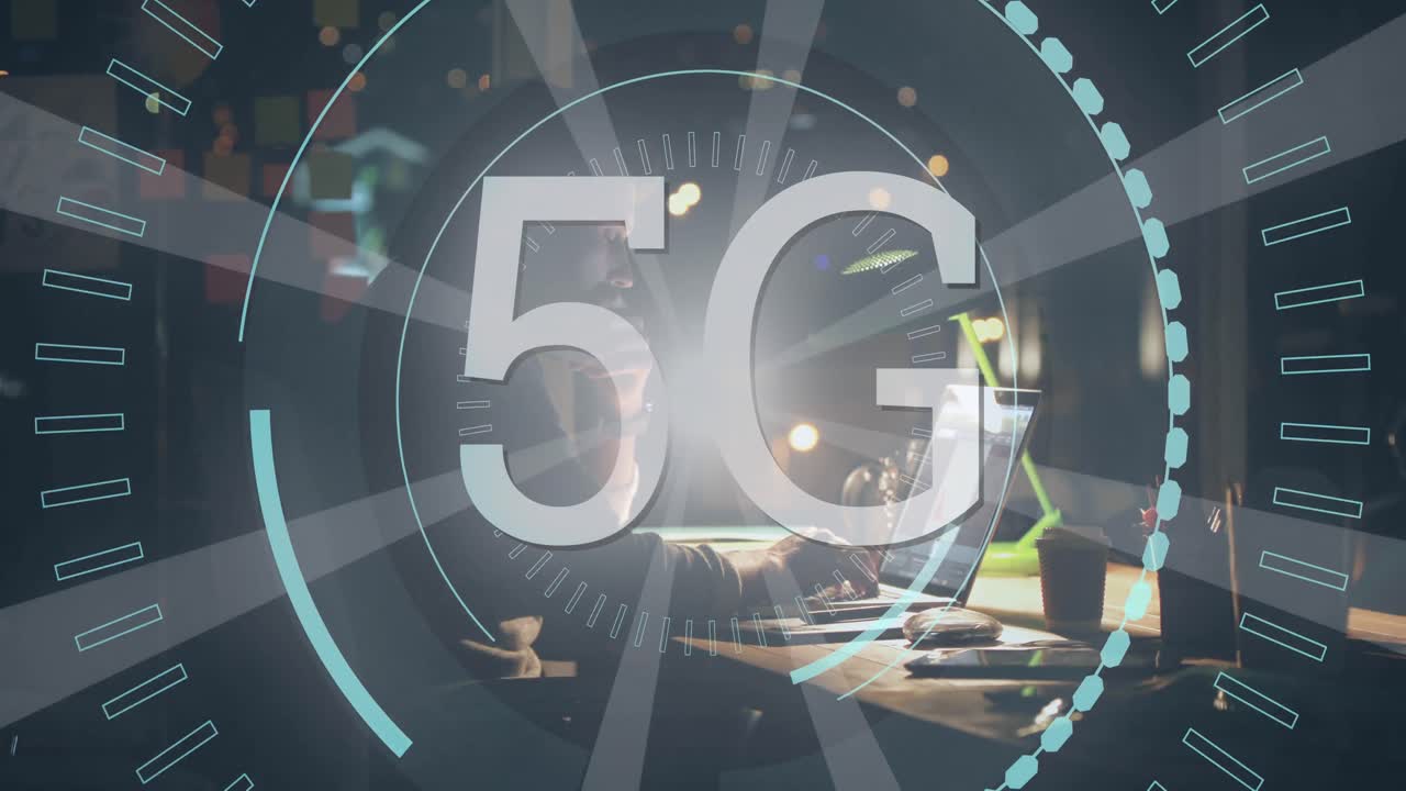 5g scritto nel mezzo di un cerchio futuristico 4k