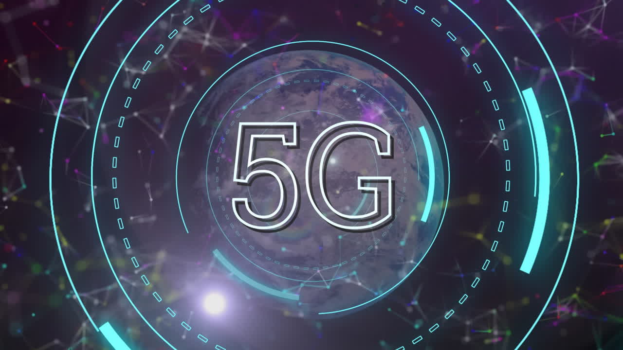 animazione del testo 5g, scansione dell'ambito e elaborazione dei dati