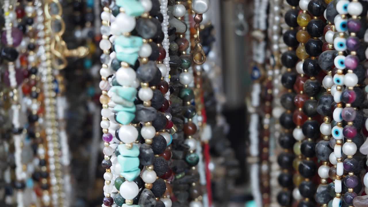 Variety of Beaded Necklaces on Display