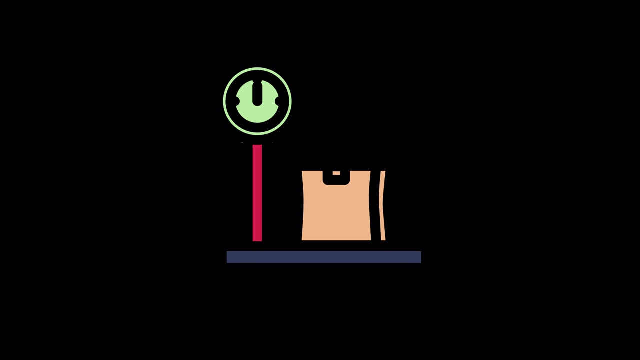 Animated Icon of a Package Being Weighed on a Scale