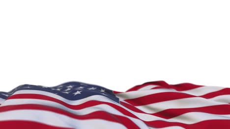 united states fabric flag waving on the wind loop. united states embroidery stitched cloth banner swaying on the breeze. half-filled white background. place for text. 20 seconds loop.
