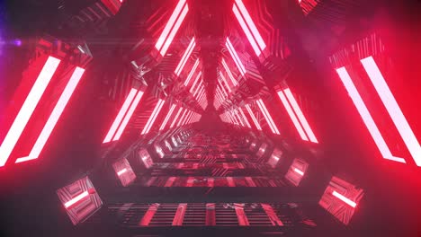 Animation-of-tunnel-with-red-lights-moving-in-a-seamless-loop