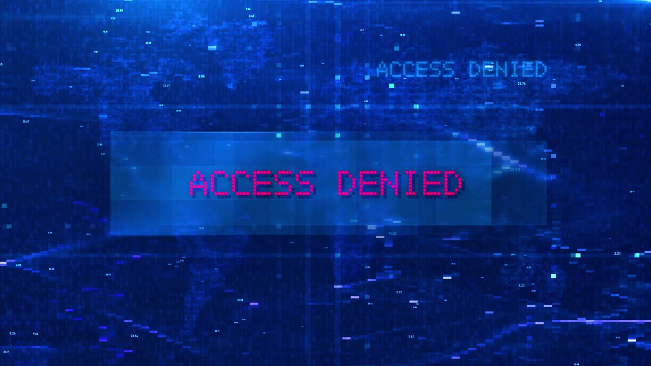 Access Denied Warning on Abstract Digital Glitch Background