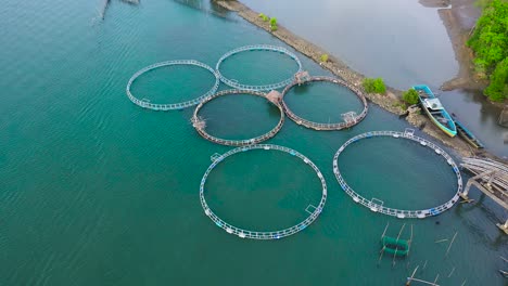 fisheries on luzon island, philippines. fish farm, top view