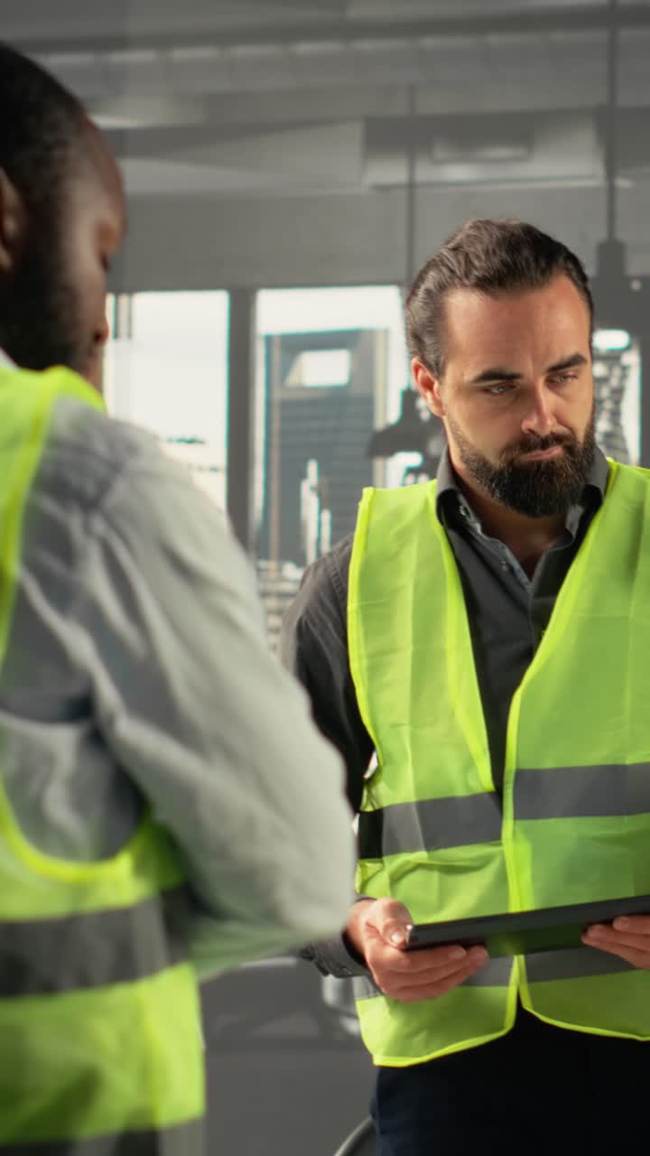 Vertical Video Colleagues in real estate and architecture working together on project design