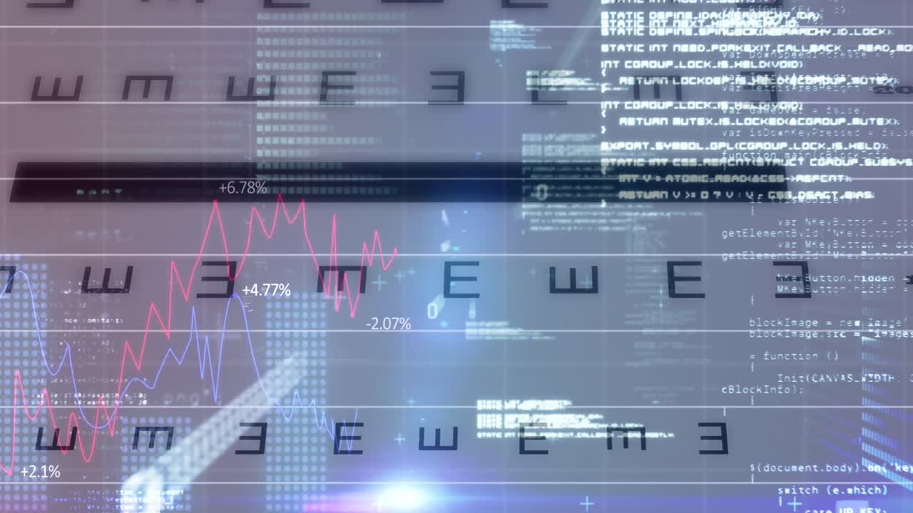 animación del procesamiento de datos y las letras sobre fondo negro