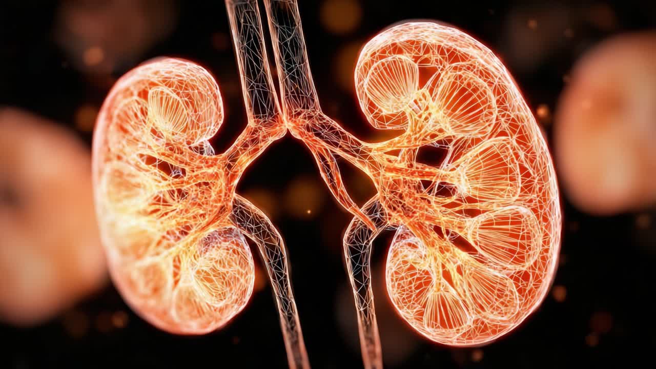 A Detailed Visualization of Human Kidneys: Exploring Their Intricate Structure and Function Through Stunning 3D Renderings Showing Vascular Networks and Cellular Components