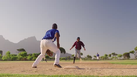 baseball player running to a base during a match