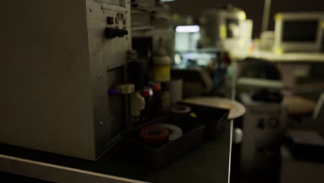 vintage equipment and tools in a dimly lit workshop filled with memories