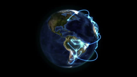 con conexión azul de la tierra en movimiento con la imagen de la tierra cortesía de nasa.org
