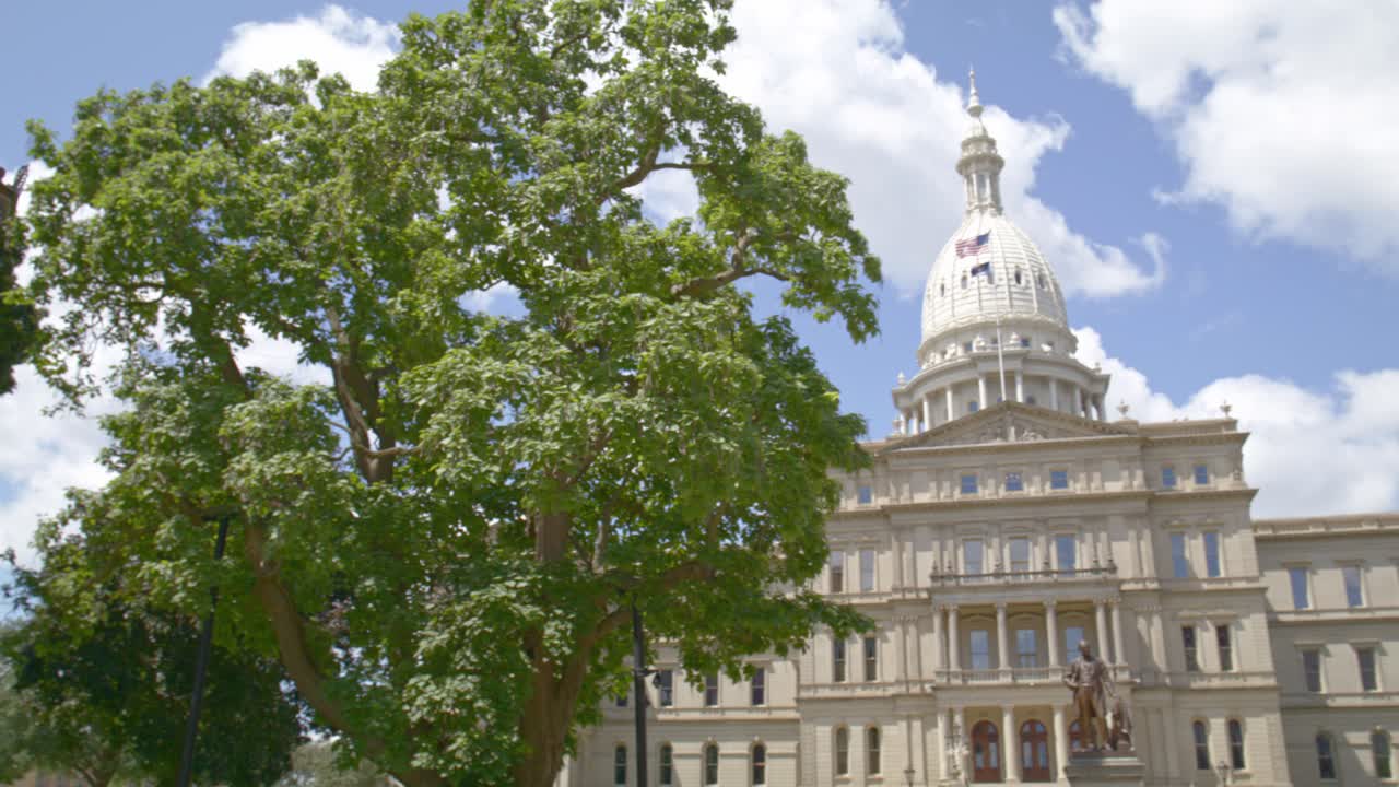Michigan State Capitol Building and Grounds on a Sunny Day