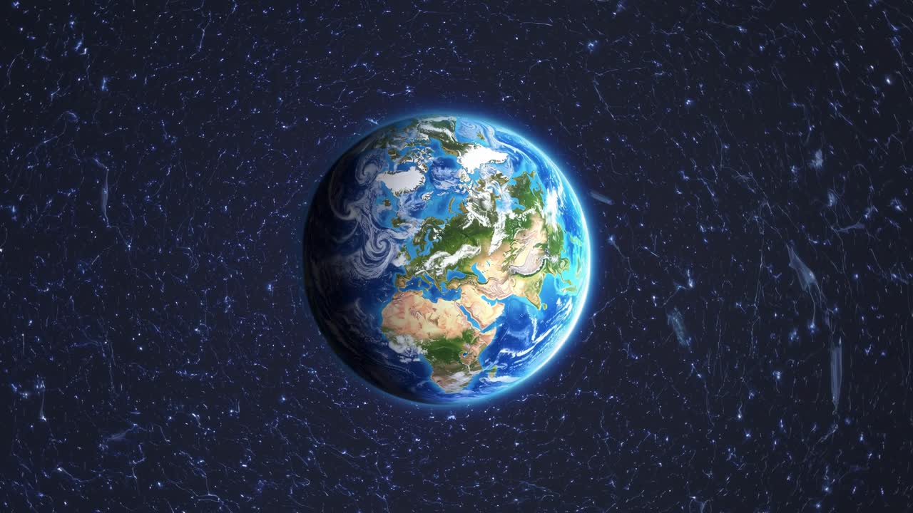 Aerial video view of Earth from space, showcasing continents and oceans
