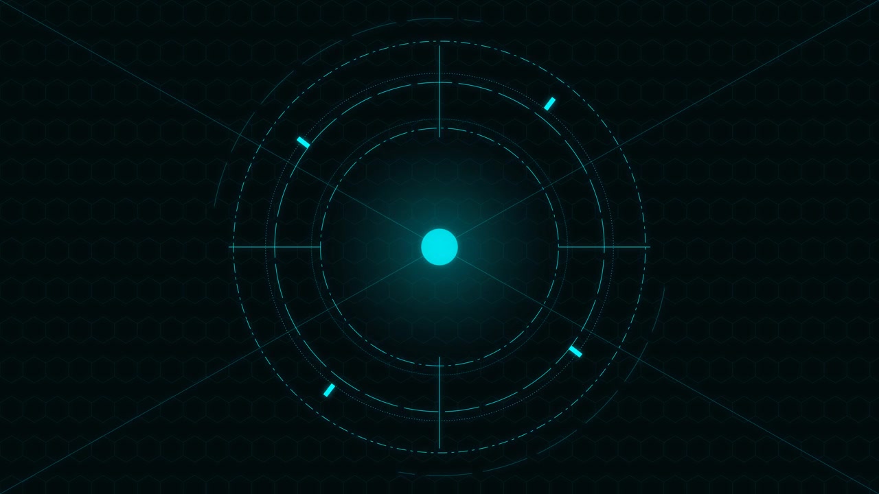Futuristic Digital HUD Interface with Rotating Circular Elements